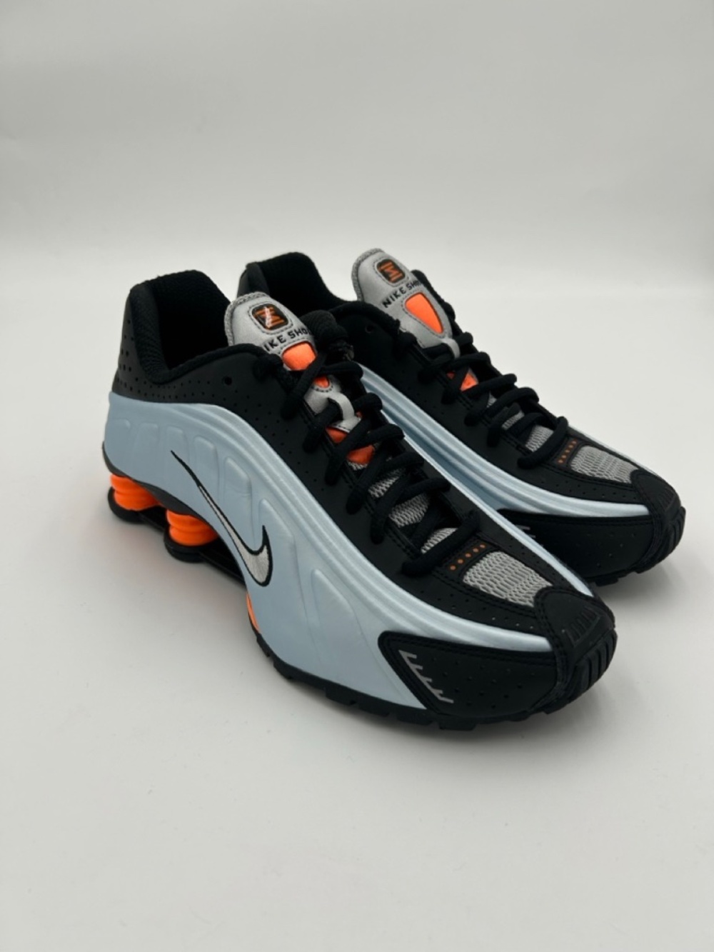 Nike Shox R4 Womens Size 8 Blue Tint Black Total Orange New Authentic